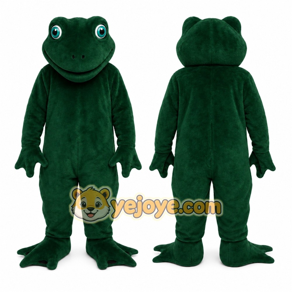 Green Frog Mascot Costume with Custom Logo Green Frog Mascot Costume with Custom Logo