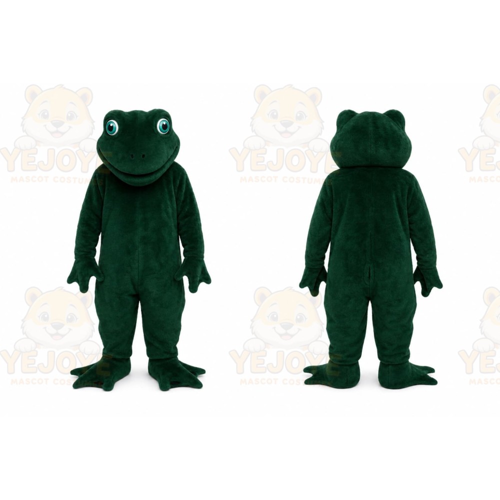 Green Frog Mascot Costume with Custom Logo