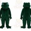 Green Frog Mascot Costume with Custom Logo