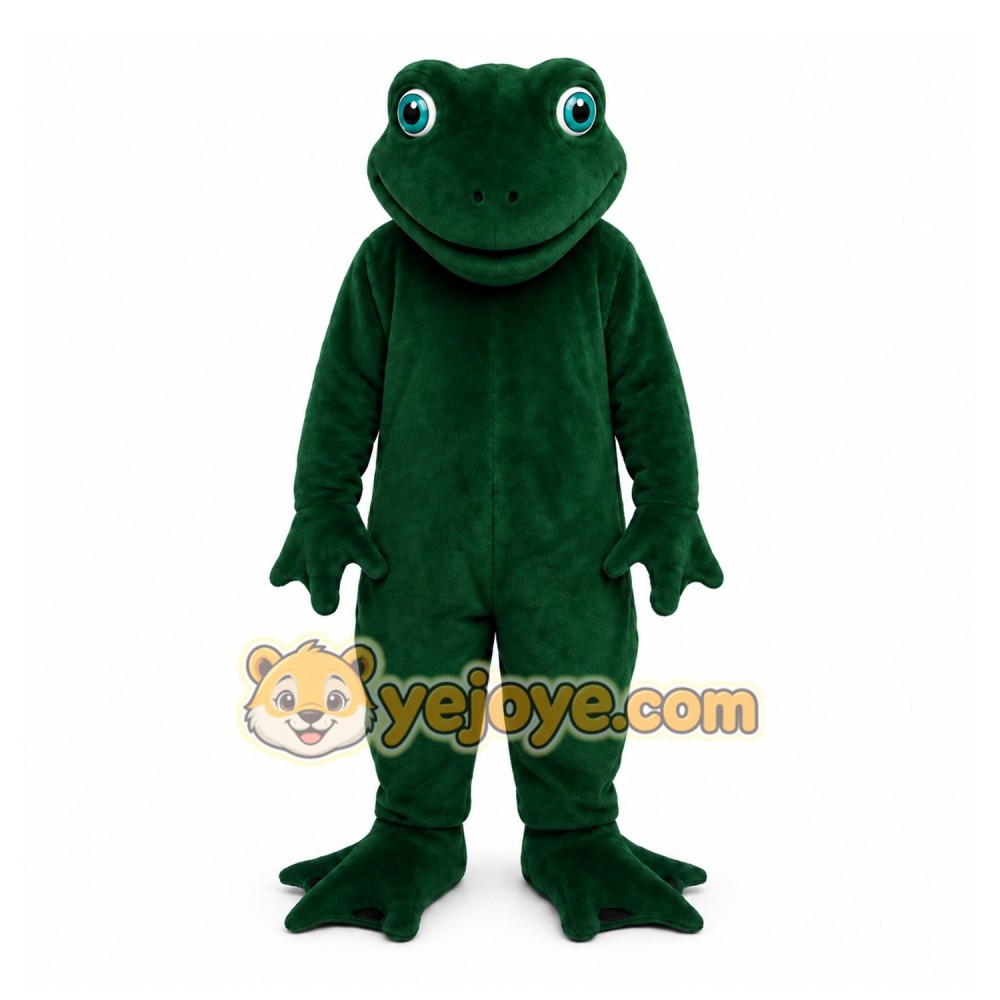 Green Frog Mascot Costume with Custom Logo Green Frog Mascot Costume with Custom Logo