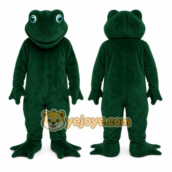 Green Frog Mascot Costume with Custom Logo