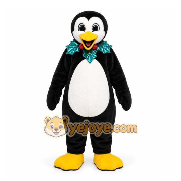 Black Penguin Mascot Costume with Custom Logo Black Penguin Mascot Costume with Custom Logo