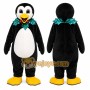 Black Penguin Mascot Costume with Custom Logo
