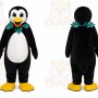 Black Penguin Mascot Costume with Custom Logo