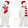 White Bear Mascot Costume with Custom Logo