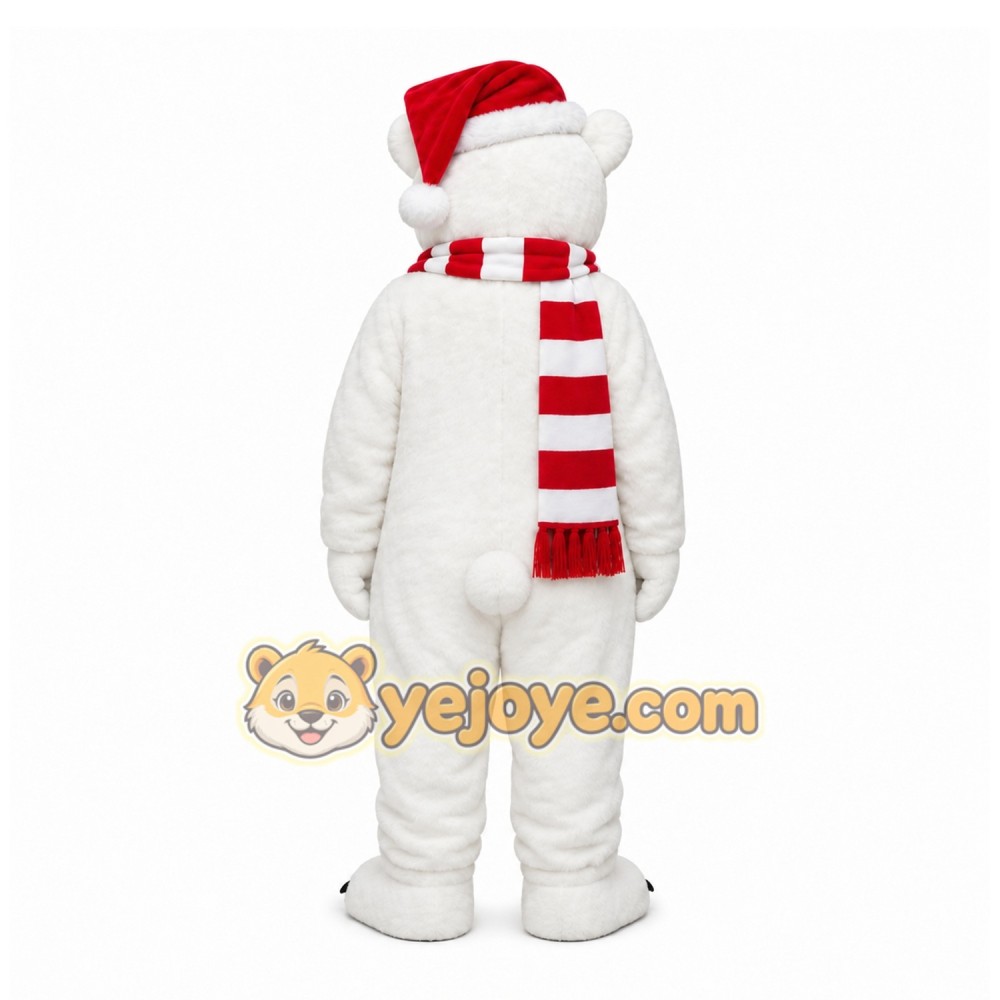 White Bear Mascot Costume with Custom Logo White Bear Mascot Costume with Custom Logo