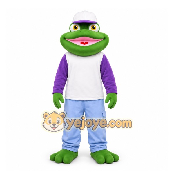 Green Frog Mascot Costume with Custom Logo Green Frog Mascot Costume with Custom Logo
