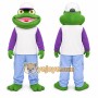 Green Frog Mascot Costume with Custom Logo