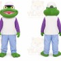 Green Frog Mascot Costume with Custom Logo