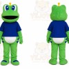 Green Frog Mascot Costume with Custom Logo