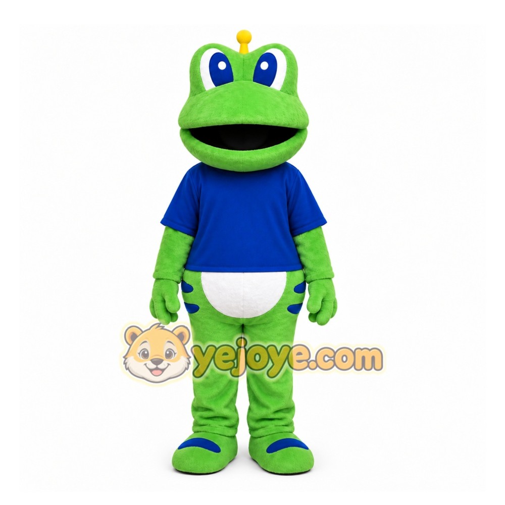 Green Frog Mascot Costume with Custom Logo Green Frog Mascot Costume with Custom Logo
