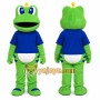 Green Frog Mascot Costume with Custom Logo