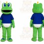 Green Frog Mascot Costume with Custom Logo