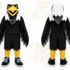 Black Eagle Mascot Costume with Custom Logo