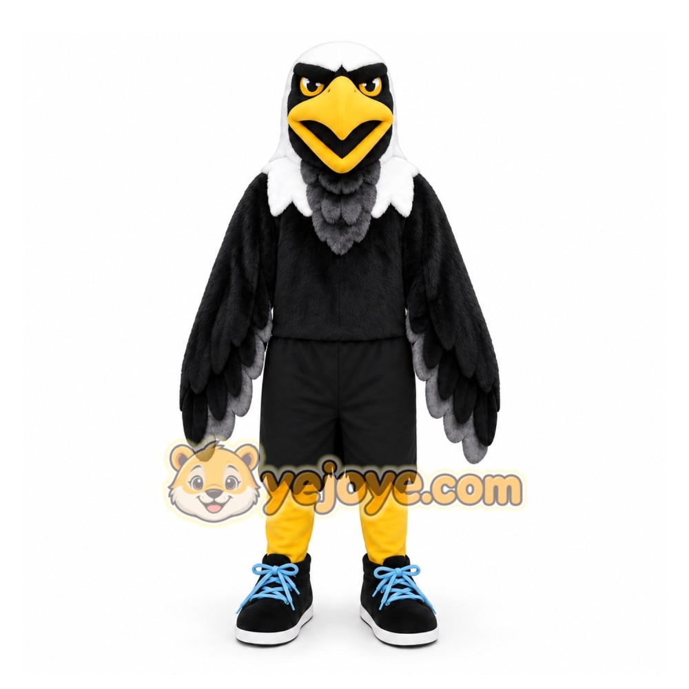 Black Eagle Mascot Costume with Custom Logo Black Eagle Mascot Costume with Custom Logo