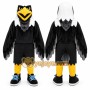Black Eagle Mascot Costume with Custom Logo