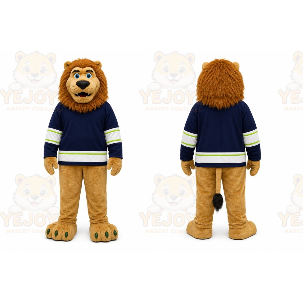 Brown Lion Mascot Costume with Custom Logo