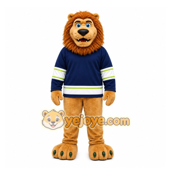 Brown Lion Mascot Costume with Custom Logo