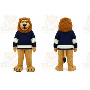 Brown Lion Mascot Costume with Custom Logo