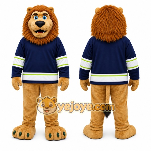 Brown Lion Mascot Costume with Custom Logo