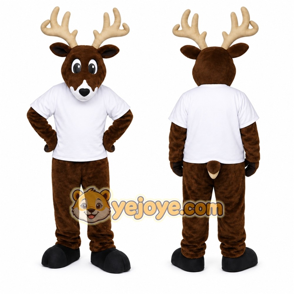 Brown Deer Mascot Costume with Custom Logo Brown Deer Mascot Costume with Custom Logo