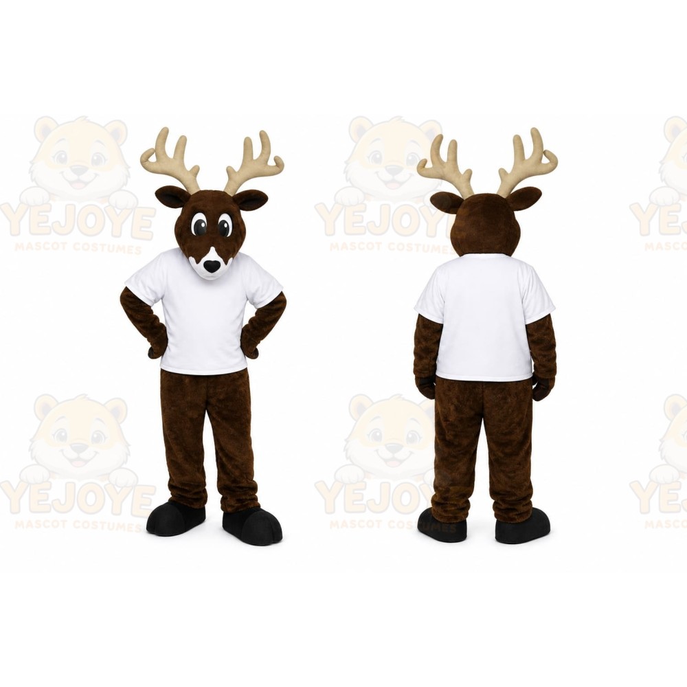 Brown Deer Mascot Costume with Custom Logo