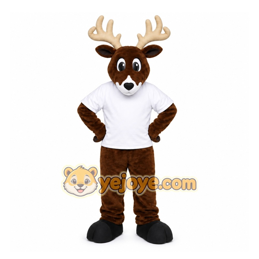 Brown Deer Mascot Costume with Custom Logo Brown Deer Mascot Costume with Custom Logo