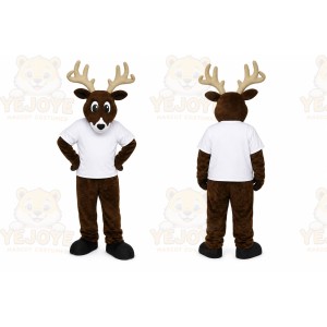 Brown Deer Mascot Costume with Custom Logo