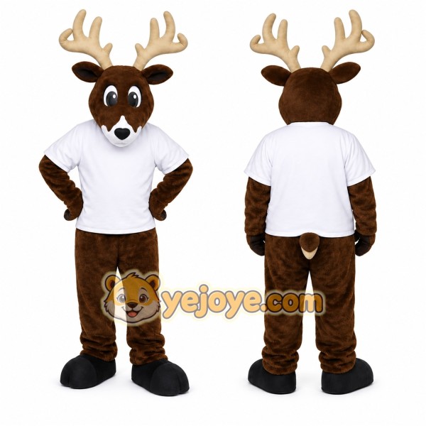 Brown Deer Mascot Costume with Custom Logo