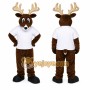 Brown Deer Mascot Costume with Custom Logo