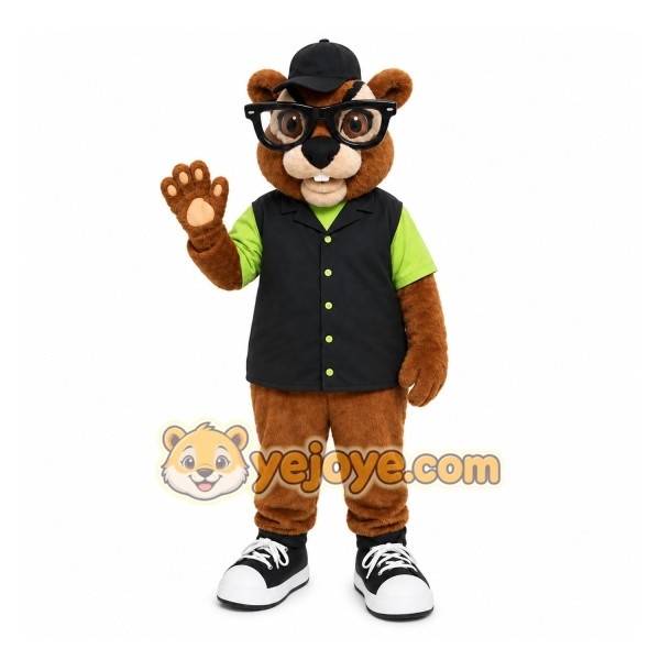 Brown Beaver Mascot Costume with Custom Logo
