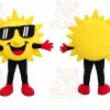 Yellow Sun Mascot Costume with Custom Logo