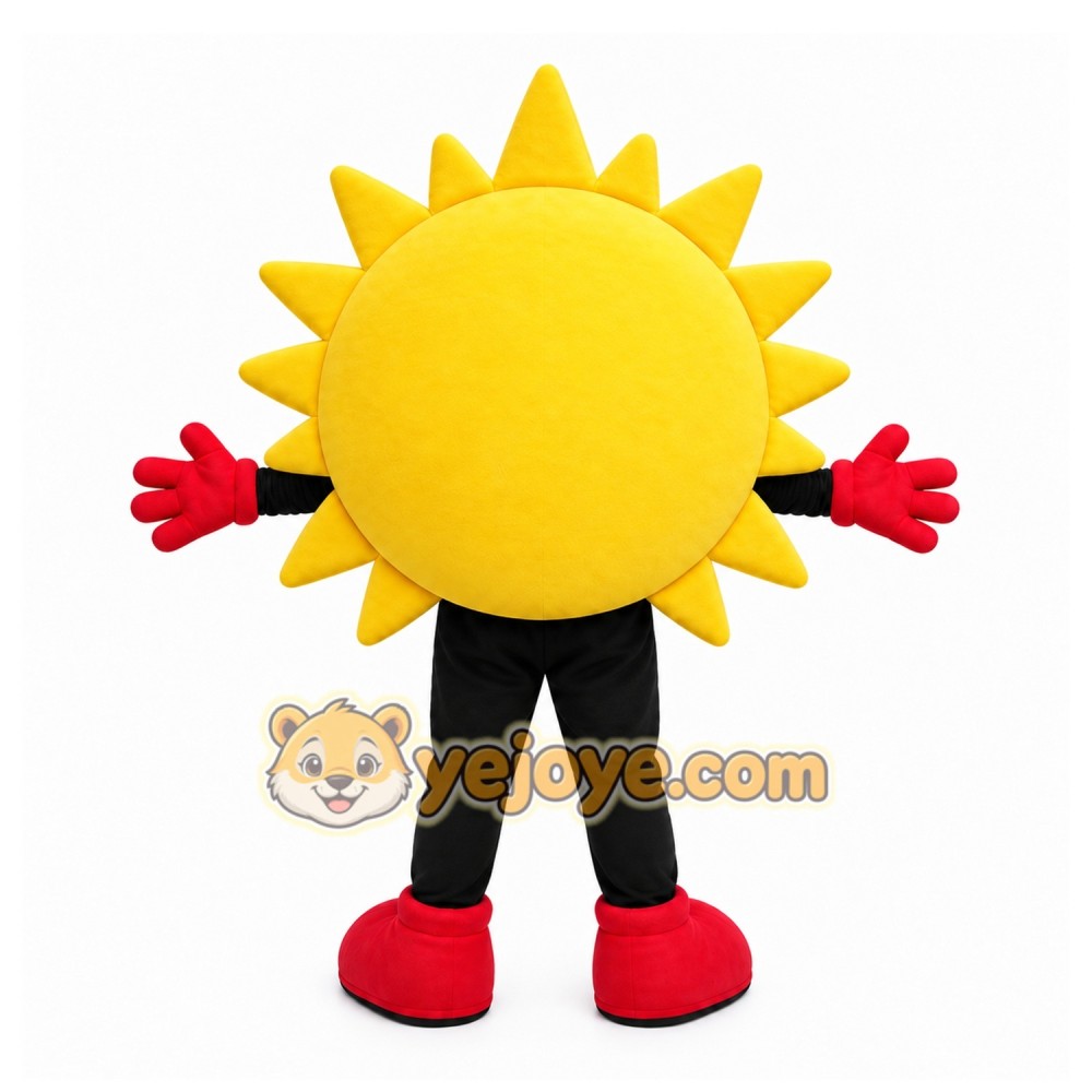 Yellow Sun Mascot Costume with Custom Logo