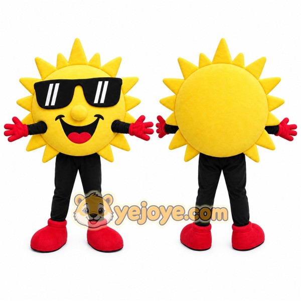 Yellow Sun Mascot Costume with Custom Logo