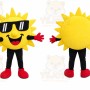 Yellow Sun Mascot Costume with Custom Logo