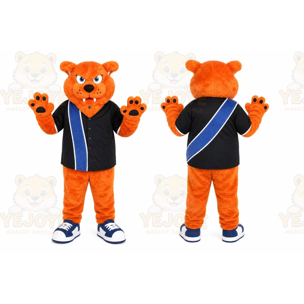 Orange Bear Mascot Costume with Custom Logo