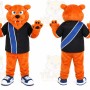 Orange Bear Mascot Costume with Custom Logo