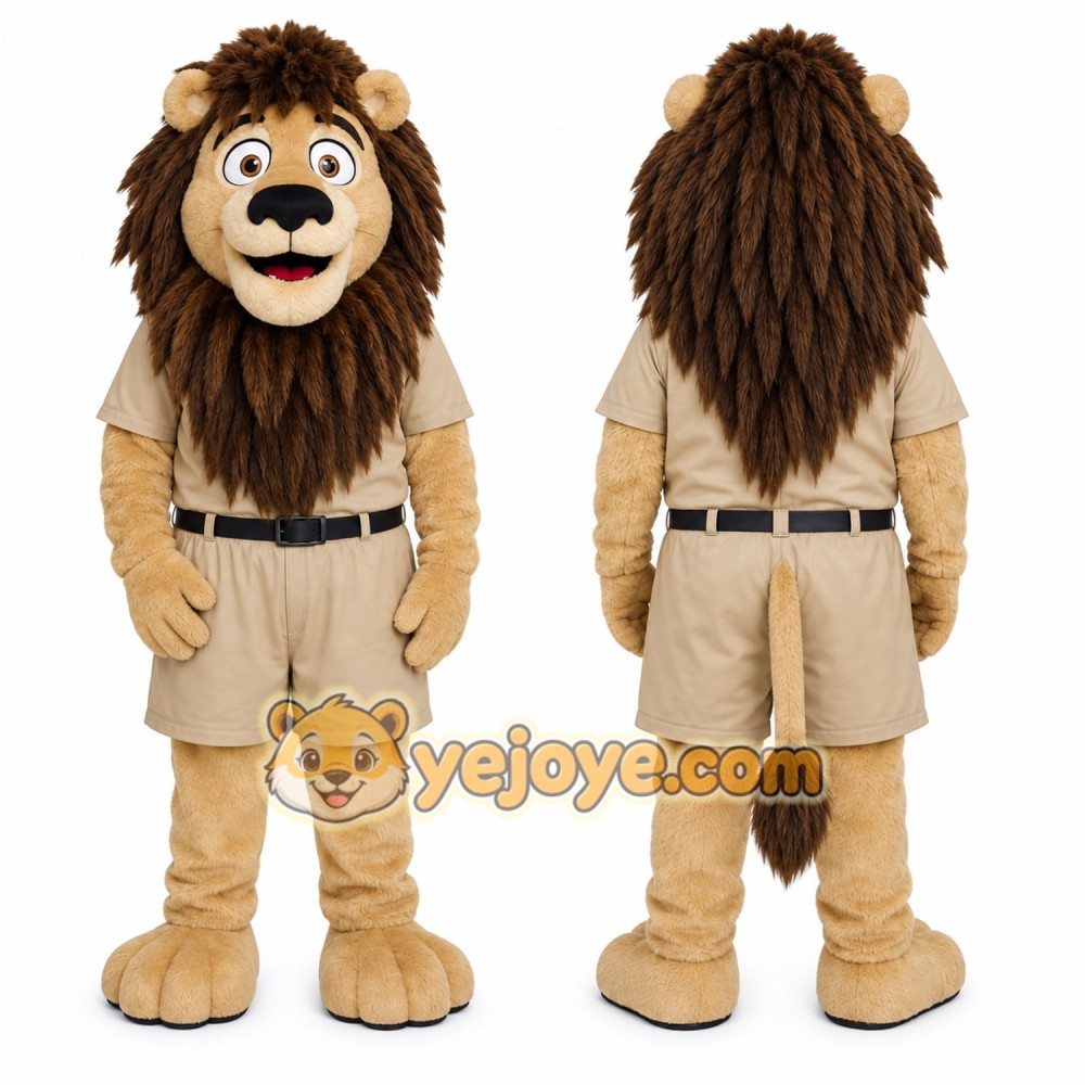 Brown Lion Mascot Costume with Custom Logo Brown Lion Mascot Costume with Custom Logo