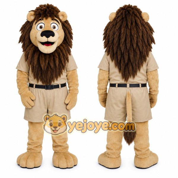 Brown Lion Mascot Costume with Custom Logo
