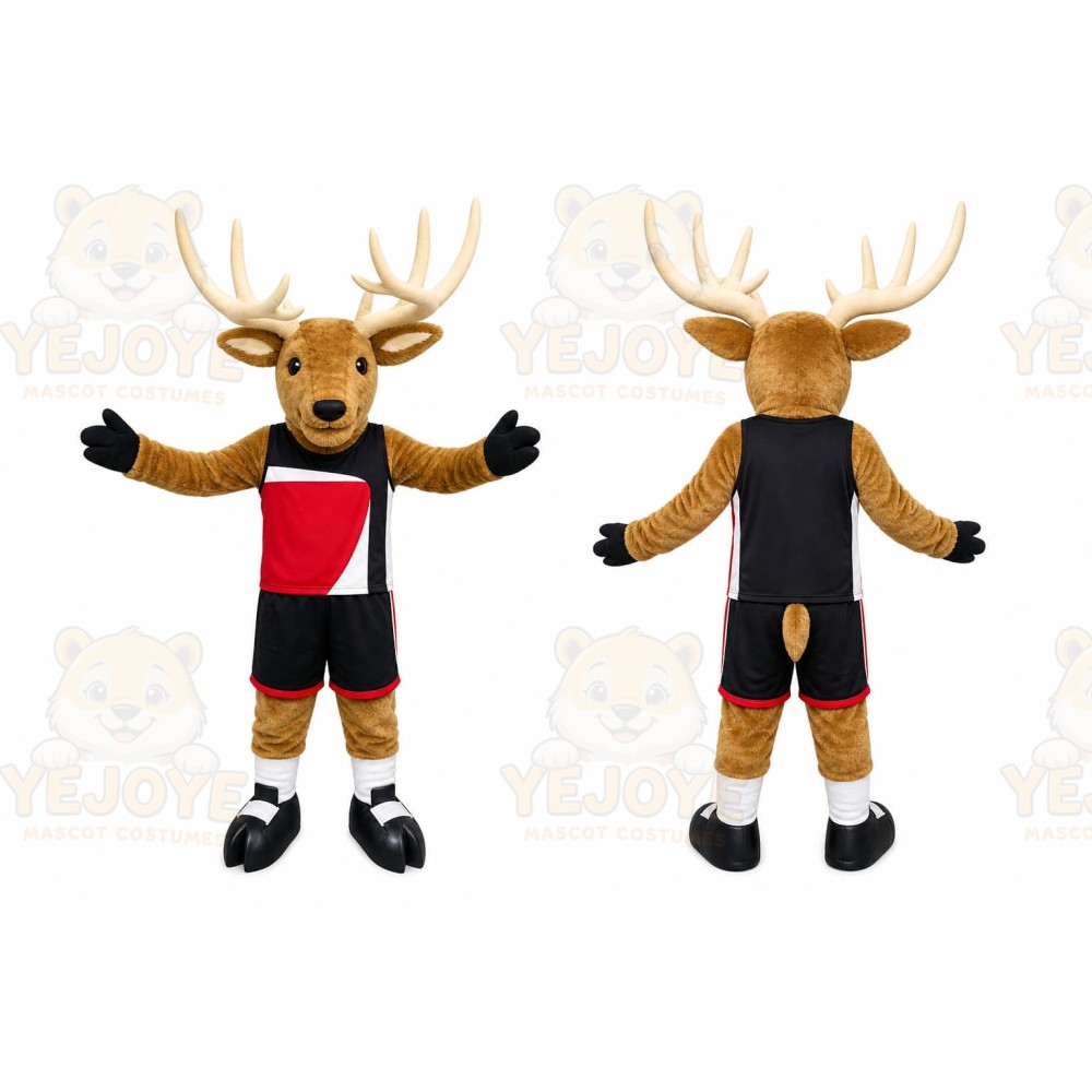 Brown Deer Mascot Costume with Custom Logo