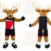 Brown Deer Mascot Costume with Custom Logo