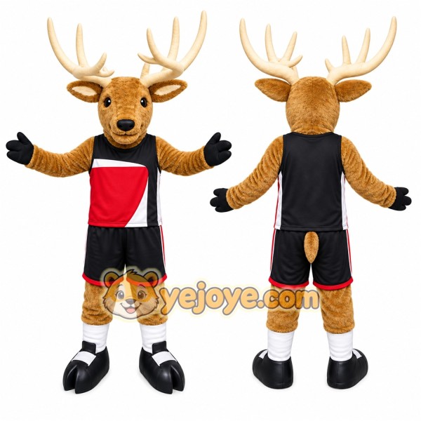 Brown Deer Mascot Costume with Custom Logo