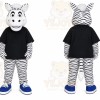 White Zebra Mascot Costume with Custom Logo