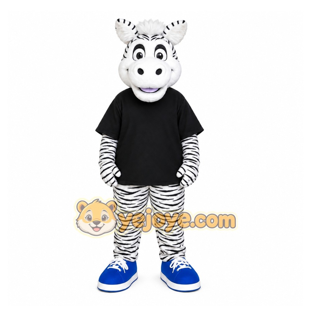 White Zebra Mascot Costume with Custom Logo White Zebra Mascot Costume with Custom Logo