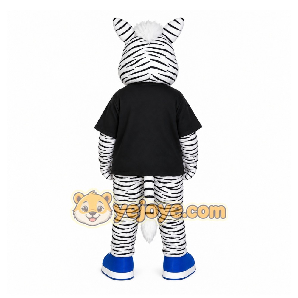 White Zebra Mascot Costume with Custom Logo White Zebra Mascot Costume with Custom Logo