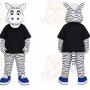 White Zebra Mascot Costume with Custom Logo