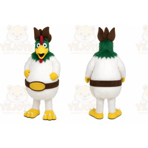 White Rooster Mascot Costume with Custom Logo