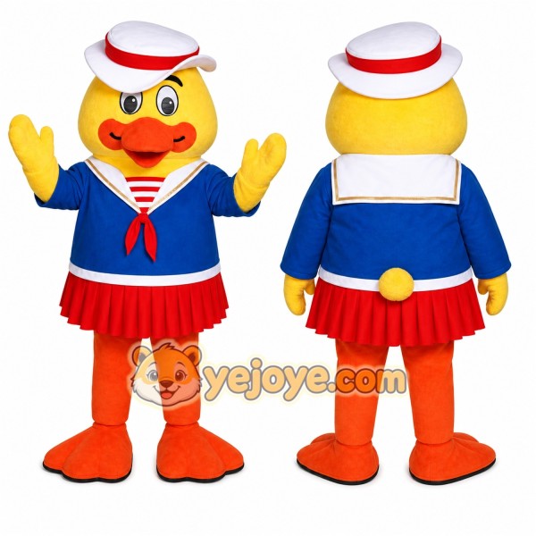 Yellow Duck Mascot Costume with Custom Logo
