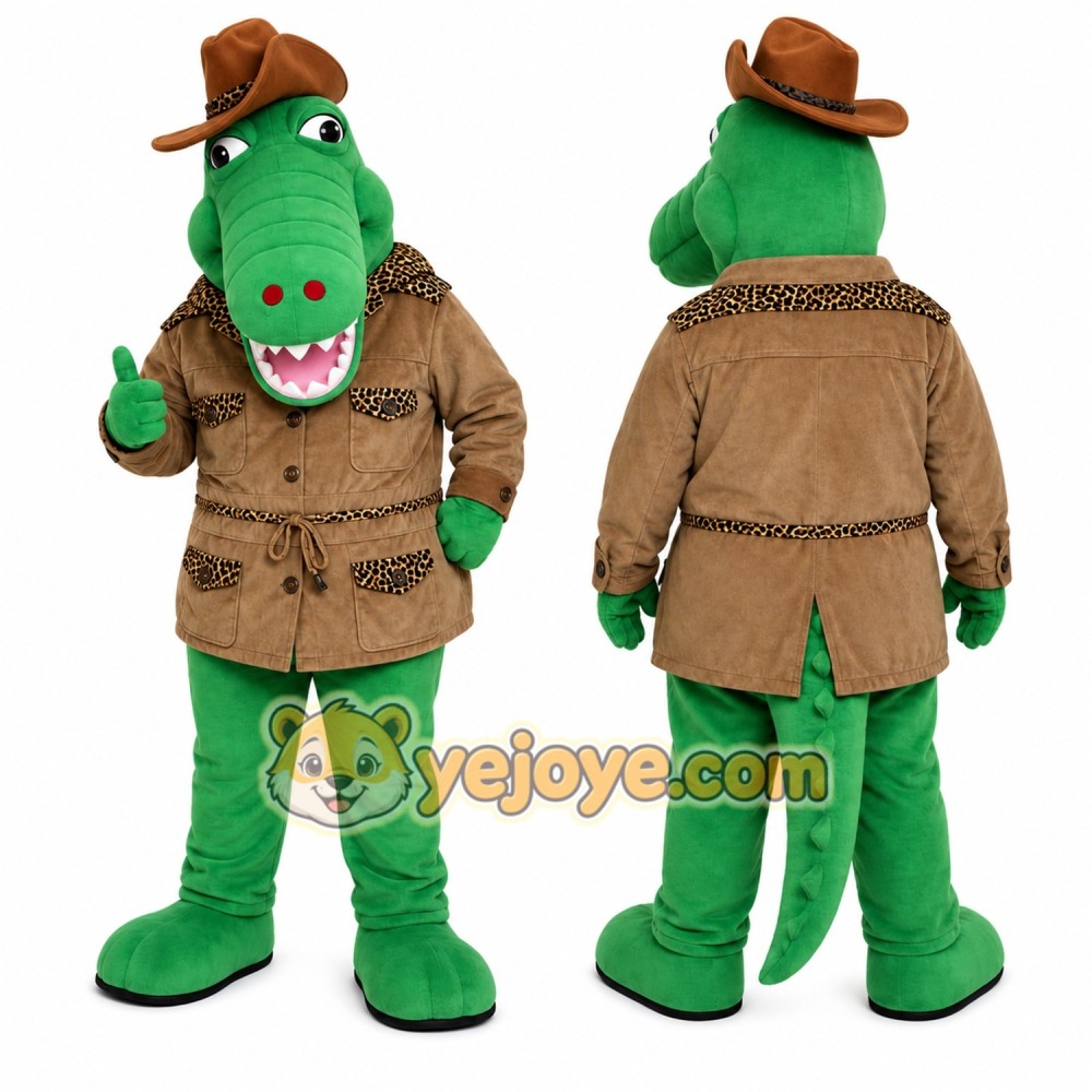 Green Alligator Mascot Costume with Custom Logo Green Alligator Mascot Costume with Custom Logo