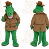 Green Alligator Mascot Costume with Custom Logo